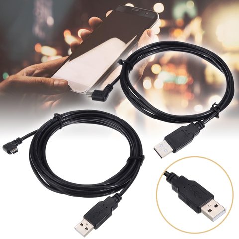 1PC negro de alta calidad izquierda en ángulo 90 grados enchufe Cable de datos Cable USB 2,0 un enchufe macho A Mini 5 Pin 1,5 M/5FT 3M/10FT Cable ► Foto 1/6