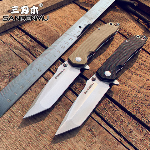 SANRENMU-cuchillo plegable con mango G10 para supervivencia al aire libre, multiherramienta de bolsillo para acampada, cuchillos EDC Top, 9001/9002 12C27 ► Foto 1/6