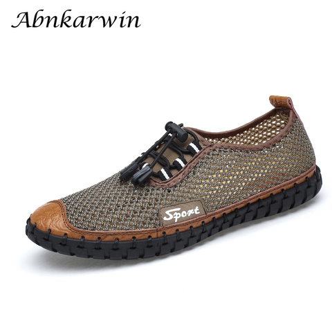 Zapatos antideslizantes de malla transpirable para hombre, calzado informal para exteriores, suave y cómodo, de talla grande, para verano ► Foto 1/6