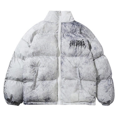 Hip Hop chaqueta de invierno Parka hombres Graffiti de Streetwear chaqueta de Harajuku invierno chaqueta acolchada abrigo prendas de vestir de la cremallera ► Foto 1/6