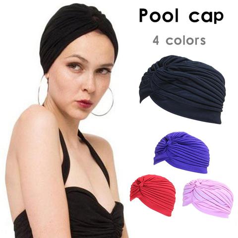 Gorro de piscina nailon elástico turbante transpirable piscina baño sombreros para deporte Yoga Aire Libre elástico poliéster indio turbante de la bufanda de la cabeza ► Foto 1/6