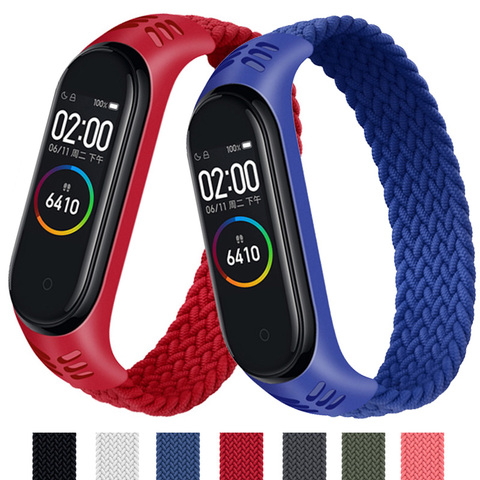 Pulsera de nailon trenzado para xiaomi Mi band 3 y 4, correa de nailon para pulsera inteligente Mi band 5 ► Foto 1/6