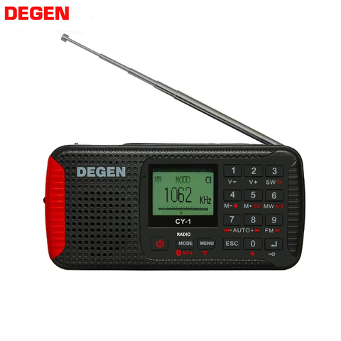 DEGEN CY-1 Radio de emergencia FM /MW/ SW, reloj despertador Solar, Radio LCD de onda corta/SOS/Bluetooth/MP3/Grabadora de Radio portátil ► Foto 1/5