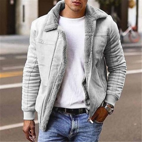 Chaquetas y abrigos de piel sintética para hombre, Parkas cálidas con forro polar para invierno, abrigo de piel sintética gruesa, prendas de vestir exteriores, novedad de 2022 ► Foto 1/6