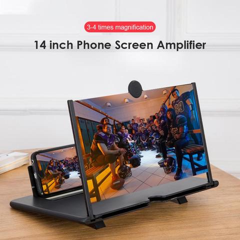 AMPLIFICADOR DE PANTALLA 3D de 14 pulgadas para teléfono, lupa amplificadora de vídeo HD para Cine Móvil, soporte para teléfono, envío directo ► Foto 1/6