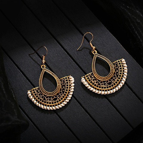 Pendientes de estilo turco para mujer, aretes, Estilo Vintage turco, Color dorado, estilo Retro, Jhumka, hecho a mano ► Foto 1/6