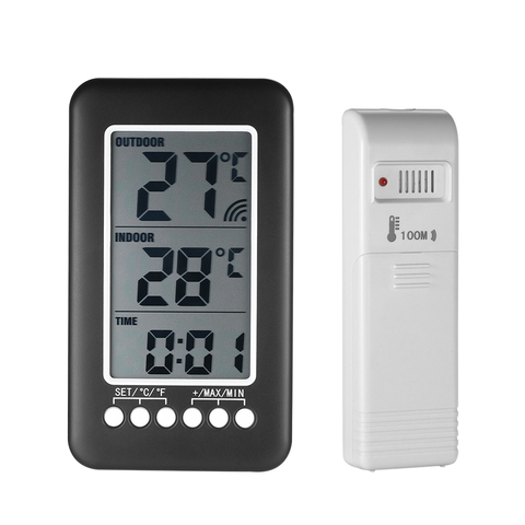 Reloj con termómetro Digital para interiores y exteriores, medidor de temperatura inalámbrico LCD, probador de temperatura, herramientas de prueba ► Foto 1/5
