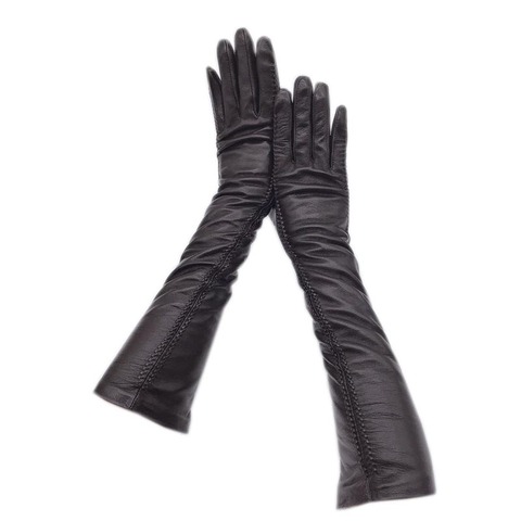 Guantes de invierno con manguito largo para mujer, guantes de piel de oveja, cálidos y gruesos, color negro, para conducir, 2022 ► Foto 1/6