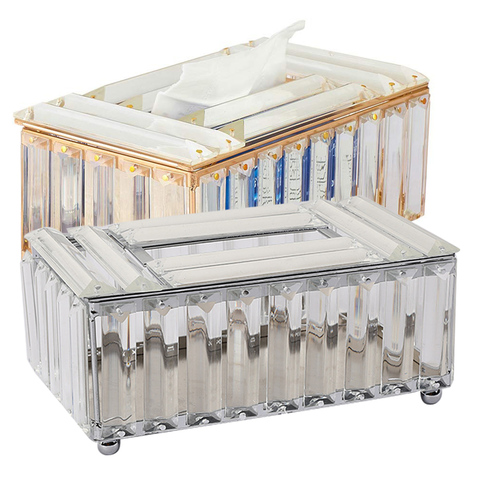 Soporte para caja de pañuelos de cristal, cubierta de estante de teléfono, organizador para el hogar, mesa de oficina de lujo de plástico, regalo de papel para coche, novedad de 2022 ► Foto 1/6