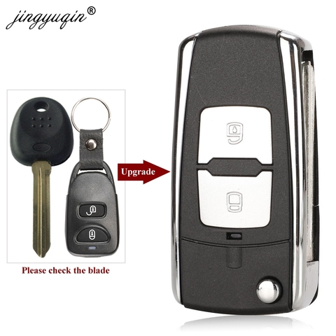 Jinyuqin sin soporte de batería carcasa de llave de coche para Hyundai Elantra Santa FE Atos trasjet alarma remota modificada Flip Key Case ► Foto 1/5