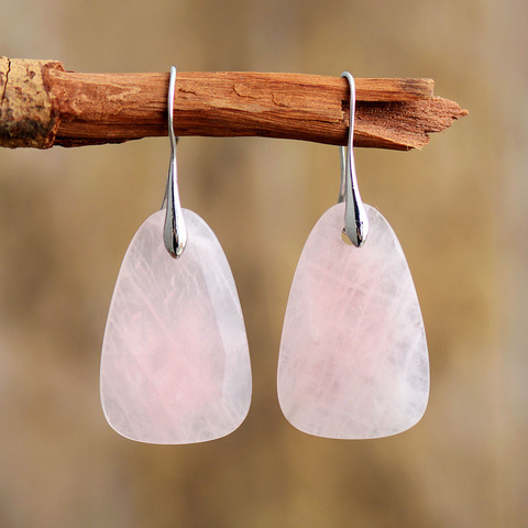 Pendientes de piedra Natural para mujer, colgante de cuarzo rosa, aretes colgantes elegantes, joyería llamativa, regalos ► Foto 1/6