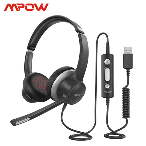 Mpow-auriculares con cable y micrófono para ordenador, audífonos con cable USB HC6 de 3,5mm para centro de llamadas, Skype, PC y teléfono móvil ► Foto 1/6