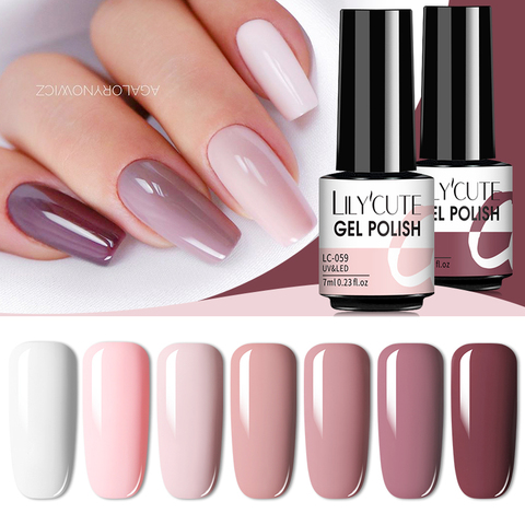 LILYCUTE 7ml uñas de Gel polaco Otoño Invierno Color de larga duración híbrido para capa superior para Base remojo UV LED DIY Gel para decoración de uñas ► Foto 1/6