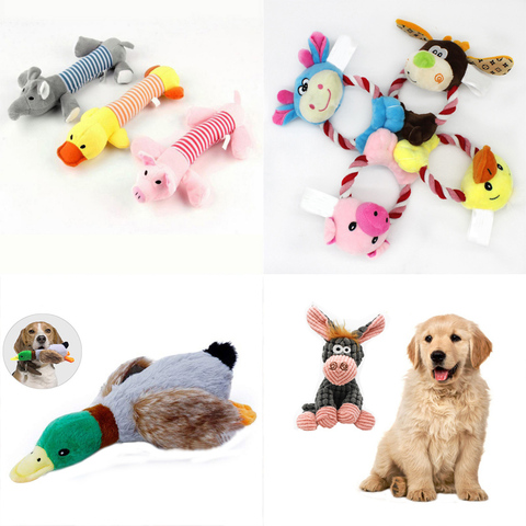 Juguetes para perros de peluche de pato, cerdo, elefante, perro cachorro, sonido masticable, divertido, apto para todas las mascotas ► Foto 1/6