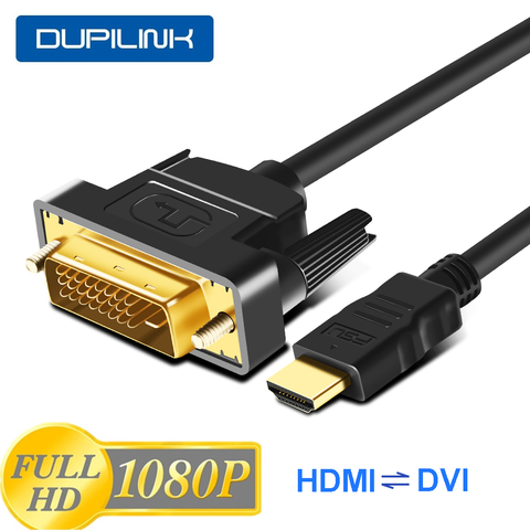 DUPILINK-Cable HDMI compatible con DVI, adaptador compatible con HDMI, chapado en oro para HDTV, proyector de DVD, PS5, 4, 3, TVBOX ► Foto 1/6