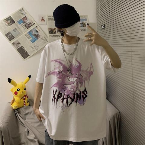 Camiseta Hip Hop japonesa, ropa de calle para hombres, fresca Camiseta holgada, camiseta Harajuku japonesas negras, camiseta de verano de manga alta de calle corto, camisetas ► Foto 1/6