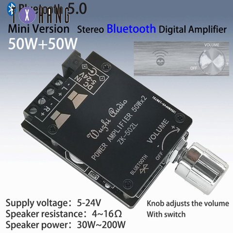 PowMINI-Amplificador de Audio Digital Bluetooth 5,0, tablero estéreo 50Wx2, Amplificador de ZK-502L, electrónica, bricolaje ► Foto 1/6