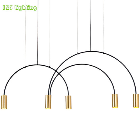 Lámpara colgante minimalista para Loft, comedor, Bar, cafetería, LED, lámpara colgante de Metal dorado/Negro, iluminación de araña para el hogar, luz cálida ► Foto 1/1