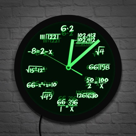 Reloj de pared de matemáticas para niños, con iluminación LED, fórmula de matemáticas Pop, reloj mural luminoso, regalo educativo ► Foto 1/6