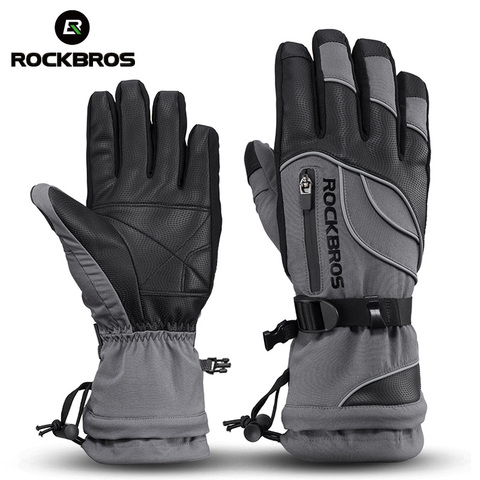 ROCKBROS-guantes de invierno para ciclismo, resistentes al viento, térmicos, resistentes al agua, para esquiar, senderismo y motos de nieve, 40 grados ► Foto 1/6