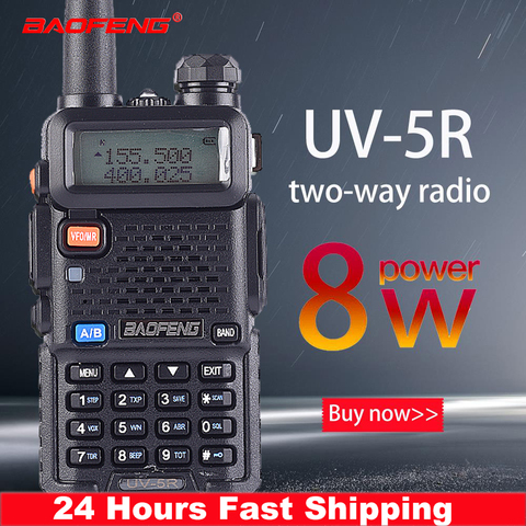 Baofeng-Walkie talkie de largo alcance, dispositivo de banda dual, radio portátil bidireccional, para cazar, UV-5R, 8W, 10km de alcance ► Foto 1/6
