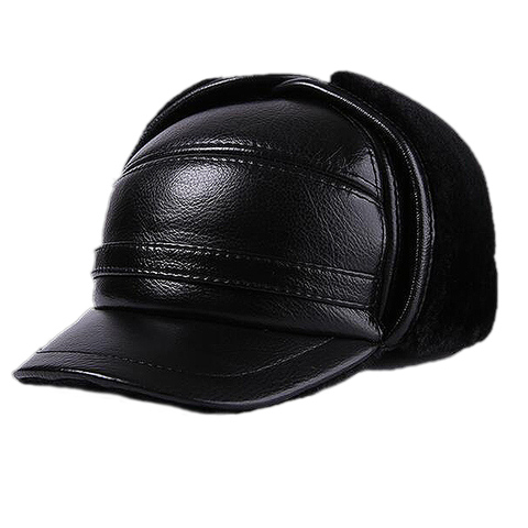 Sombreros militares de piel auténtica para hombre, 100% de invierno, planos, gruesos, con forro de terciopelo, novedad, envío gratis ► Foto 1/6