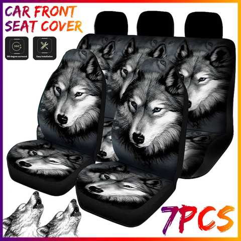 Fundas universales para asiento de coche con dibujo de lobo Animal 3D, cubierta de asiento de coche con estilo, Protector completo para asiento de coche, accesorios interiores ► Foto 1/6