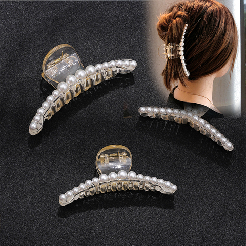 1Pc íntegramente con perlas de imitación garra del pelo horquilla con perlas cangrejo Retro Clips de pelo accesorios para el cabello para las mujeres las niñas Herramienta de Peinado ► Foto 1/6