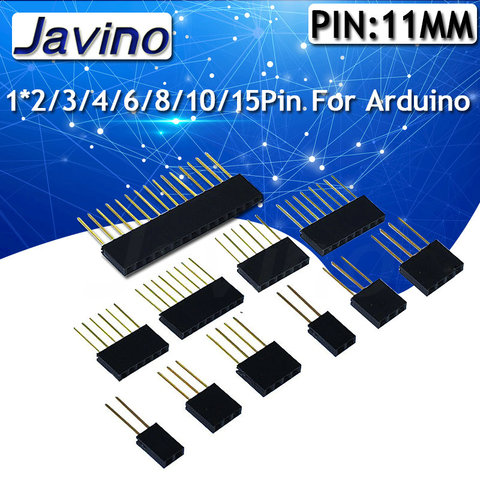 10 Uds 2,54mm de una sola fila hembra alfileres largos 11mm de separación PCB Board Pin conector de cabeza 1*2/3/4/6/8/10/15Pin para Arduino ► Foto 1/6