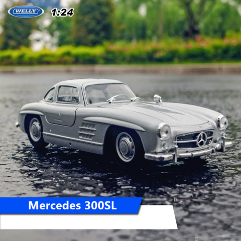 Welly-Coche en miniatura de aleación Mercedes 300SL, coche en miniatura de simulación, Decoración, regalo de colección, modelo de fundición a presión, 1:24 ► Foto 1/6