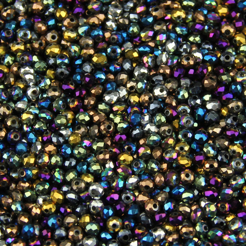JHNBY-Cuentas sueltas de cristal austríaco de forma redonda plana, 3mm, 200 Uds., bolas de color chapado, pulsera, collar, fabricación de joyas DIY ► Foto 1/3