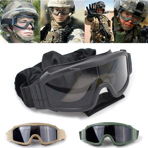 Gafas tácticas de seguridad Airsoft para Paintball, lentes militares con 3 lentes intercambiables para montar, disparar, cazar, CS War ► Foto 1/6