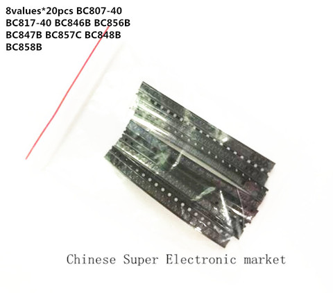 8 valores * 20 piezas = 160 piezas BC807-40 BC846B BC856B BC847B BC857C BC848B BC858B BC807 BC817 BC847 BC817-40 SMDTransistor kit ► Foto 1/6