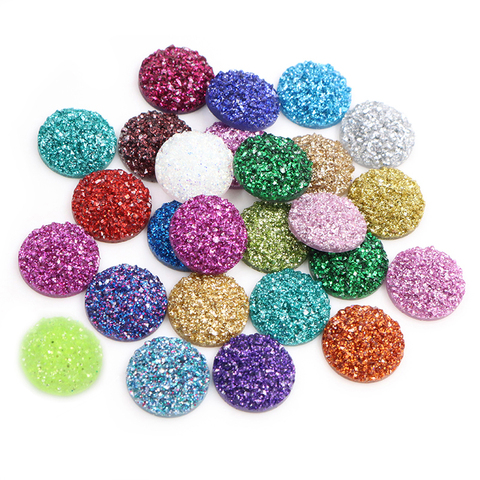 40 piezas 8mm 10mm 12mm mezcla de colores Druzy Piedra Natural convexa cabujones de resina de respaldo plano DIY joyería que hace accesorios suministros ► Foto 1/5