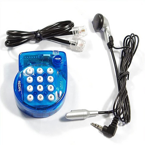 Mini teléfono fijo con cable portátil, con auriculares, Dial de botón, rellamada rápida, teléfono pequeño para conferencia de oficina, azul ► Foto 1/4