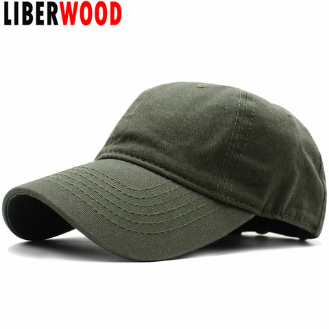 LIBERWOOD-Gorra de sarga de color liso para hombre y mujer, Gorra de béisbol de algodón Unisex, Snapback, color sólido, informal, seis paneles ► Foto 1/6