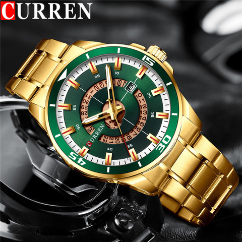 Reloj CURREN Sport para hombre, reloj de pulsera de cuarzo de acero inoxidable resistente al agua para negocios militares de oro de lujo de la mejor marca, reloj de pulsera para hombre 8359 ► Foto 1/6