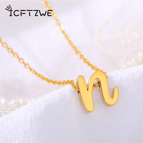 Collares con letras iniciales para mujer, collar de A-Z pequeño de acero inoxidable, collares con colgante de oro, Bff Glamour, regalo de joyería ► Foto 1/6