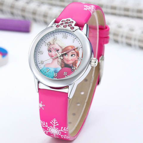 Elsa ver chicas Elsa princesa niños relojes correa de cuero lindo de los niños de dibujos animados relojes de pulsera para regalo para chica niños congelados reloj ► Foto 1/6
