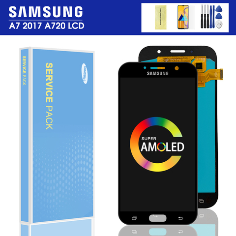 Pantalla LCD 100% OLED/Original para Samsung Galaxy A7, 2017, A720, A720F, SM-A720F, montaje de digitalizador con pantalla táctil ► Foto 1/6