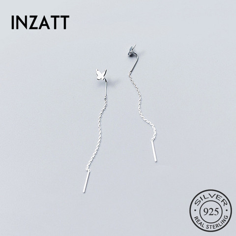 INZATT-pendientes colgantes de mariposa minimalistas para mujer, cadena de plata de ley 925 auténtica, borla, joyería fina ► Foto 1/6