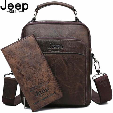 JEEP BULUO-bandolera de hombro de cuero partido para hombre, bolsos cruzados para hombre, bolsos Retro con cremallera ► Foto 1/6