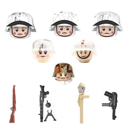 Soldado militar de la Segunda Guerra Mundial para niños, bloques de construcción con armas, Ejército Alemán, soldado de nieve, figuras de armas, piezas de juguete ► Foto 1/1