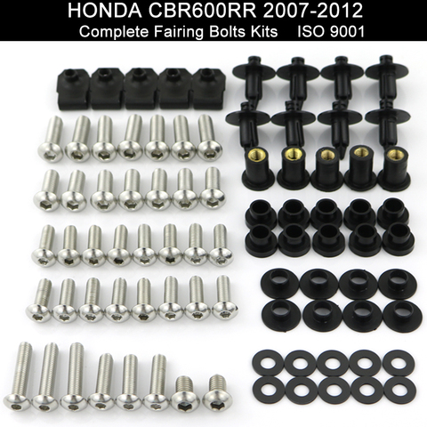 Apto para Honda CBR600RR CBR 600RR 2007, 2008, 2009, 2010, 2011, 2012 de la motocicleta completa Kit de tornillos de carenado tornillos carenado de carrocería Clips ► Foto 1/6