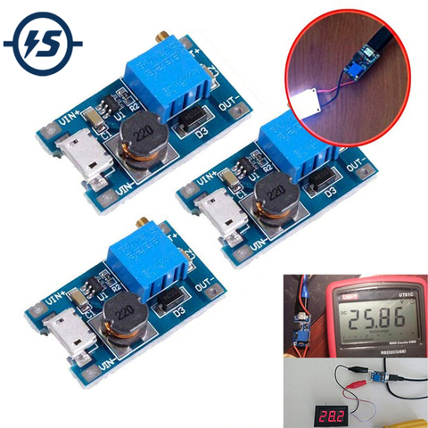 3 uds convertidor MT3608 micro USB DC 2V-24V a 5V-28V 2A voltaje módulo 3,3 V 5V 6V 9V 12V a 5V 6V 9V 12V 24V ► Foto 1/6
