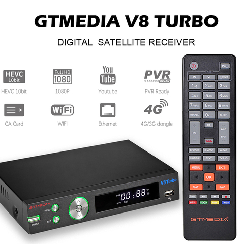 2022 nuevo GTmedia V8 Turbo TV vía satélite receptor DVB-S2 S2X T2 Cable Turner Full HD 1080P H.265 2,4G WIFI Pk V8 PRO 2 decodificador ► Foto 1/6