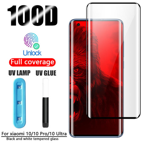 UV vidrio templado para Xiaomi Mi nota 10 Lite Ultra Mi10 5G pantalla cristal Protector 10 Lite Note10 10Pro Pro película de la cubierta completa ► Foto 1/6