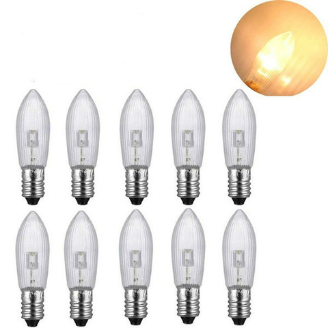 5 uds/10 uds/paquete E10 bombillas LED de repuesto superior vela feérico Navidad luces lámpara 10V-55V AC blanco cálido decoraciones de Navidad ► Foto 1/6