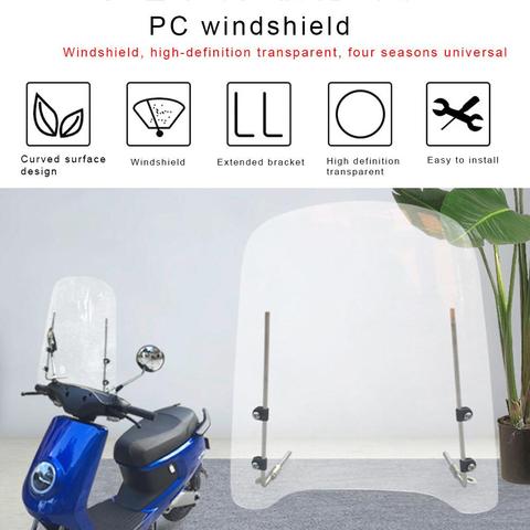 Parabrisas Universal HD para motocicleta, Deflector de viento con soporte ajustable y accesorios de montaje ► Foto 1/6