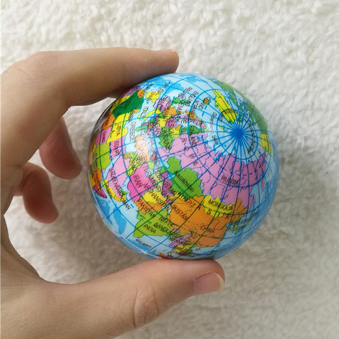 63mm Anti estrés alivio del mapa del mundo bola de espuma globo Atlas Bola de Palma Planeta Tierra juguetes para niñas niños ► Foto 1/6